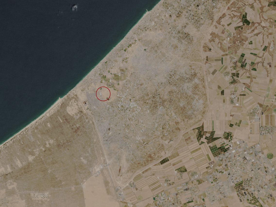 Blick auf den südlichen Gazastreifen: Satellitenfoto vom 24. Mai, aufgenommen mit den Kameras der europäischen Erdbeobachtungssatelliten Sentinel-2.