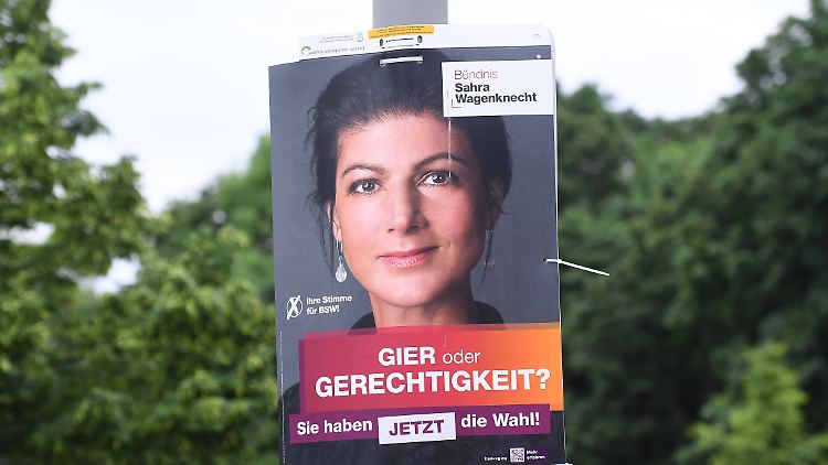 Ein Wahlplakat der Partei BSW - Spitzenkandidat ist aber eigentlich Fabio De Masi.