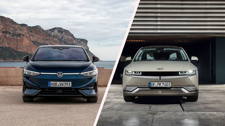 Sowohl der Volkswagen ID.7 als auch der Hyundai Ioniq 5 verströmen einen Hauch von Hightech mit ihren futuristisch anmutenden LED-Lichtsignaturen.