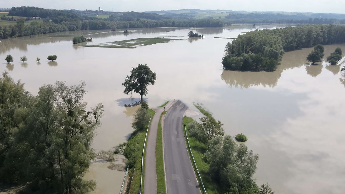 Überflutungen im Raum Ardagger Markt im Bezirk Amstetten in Niederösterreich.