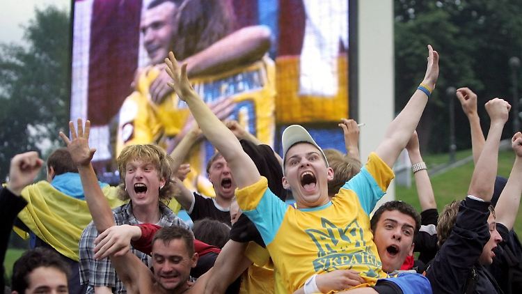 Freudentaumel in Gelb und Blau: Fans feierten ihre Nationalelf während der WM 2006 in Kiew.
