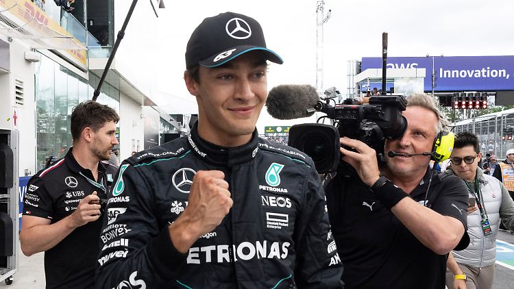 "Es fühlt sich so gut an", sagt der Brite Russell. Die Pole Position erreicht er jetzt zum zweiten Mal in seiner Karriere. 