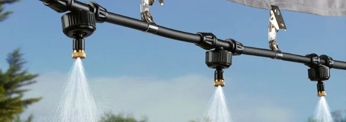 Wassernebel-System: Das ist der ultimative Trick an heißen Sommertagen.