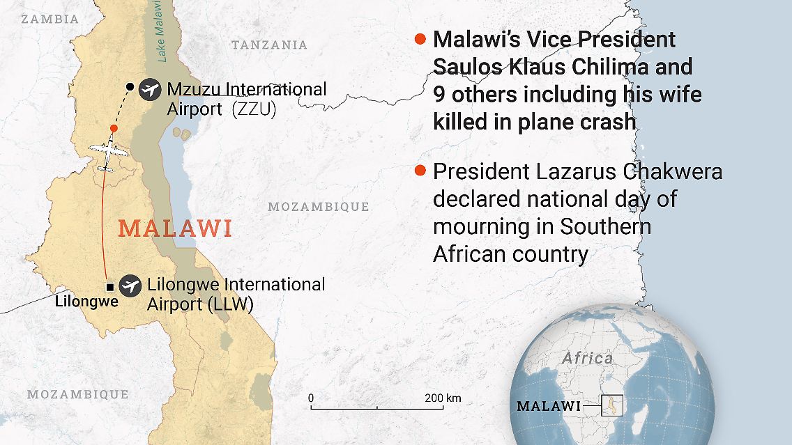 Laut dem Militär wollte der Vizepräsident in Mzuzu an der Beerdigung eines ehemaligen Regierungsmitglieds teilnehmen.
