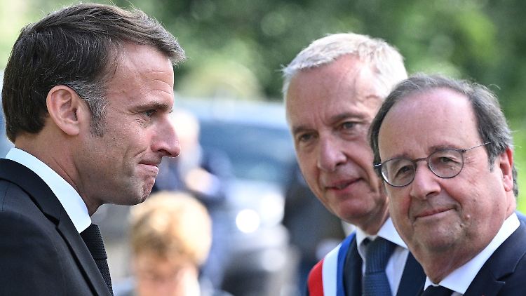 Bei der Gedenkveranstaltung in Tulle traf Ex-Präsident Hollande auf seinen Nachfolger im Amt, Macron. 