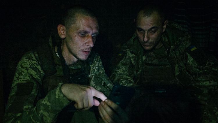 Ukrainische Soldaten in Wowtschansk. 