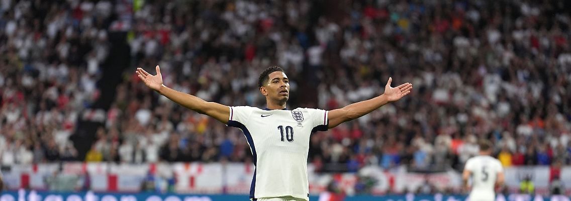 Englands Jude Bellingham erzielte das erste Tor der Three Lions bei der EM.