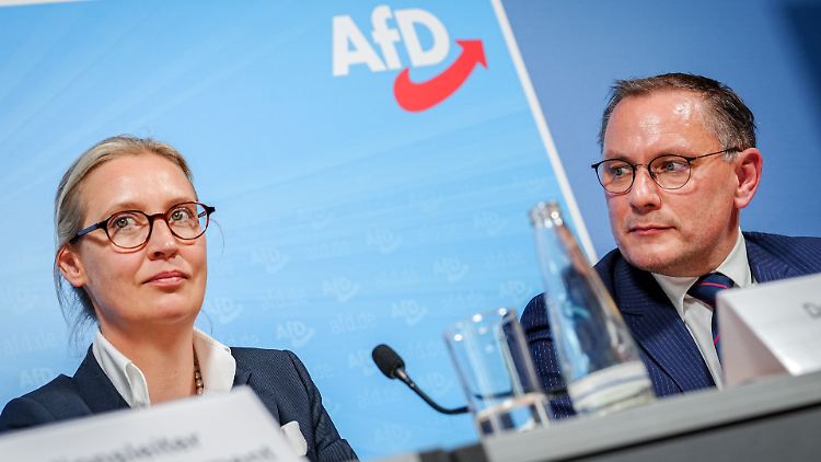 Die Doppelspitze der AfD: Alice Weidel und Tino Chrupalla.  