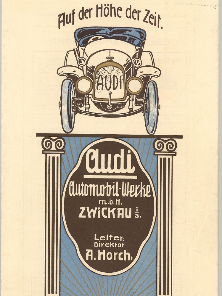 Audi ist die lateinische Übersetzung von Horch, gegründet 1910 in Zwickau von August Horch, nachdem dieser die Horch AG im Streit mit dem Aufsichtsrat verließ.