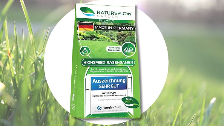 Mit den schnell wachsenden Rasensamen soll das Grün im Garten nur so sprießen. 