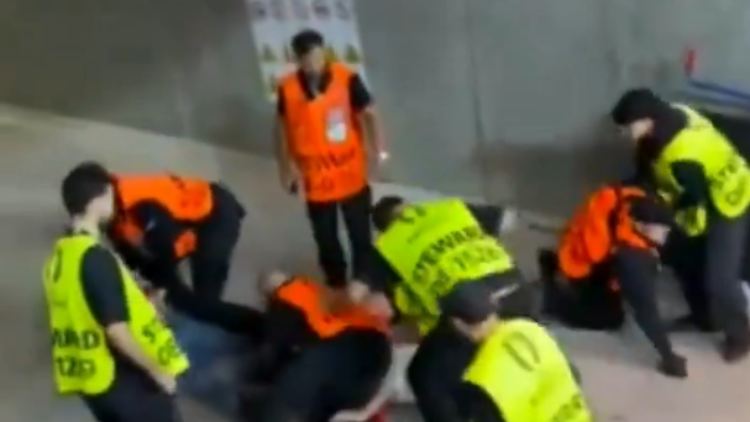 Die beiden Fans wollten offenbar während des Spiels auf den Platz rennen. 