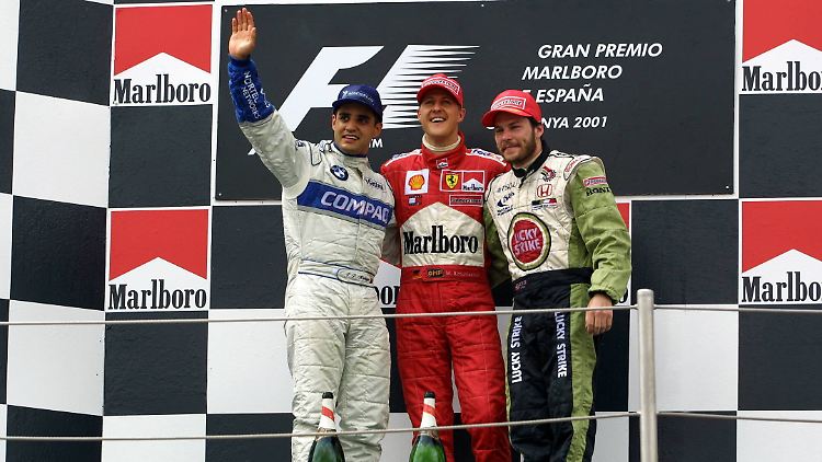 Schumacher (Mitte) und Villeneuve (rechts) waren auf der F1-Piste nicht die besten Freunde.