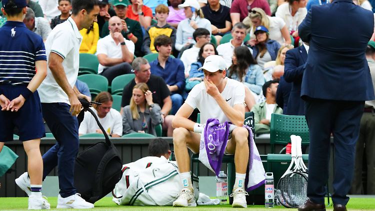 Sinner musste in Wimbledon beinahe aufgeben.