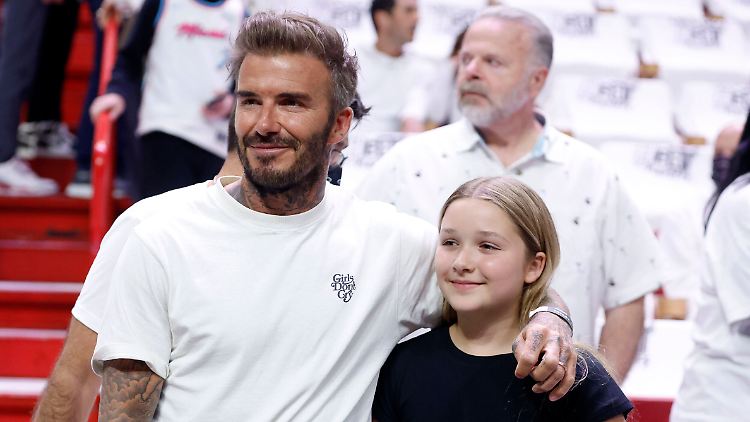 David Beckham mit seiner Jüngsten, Tochter Harper Seven.