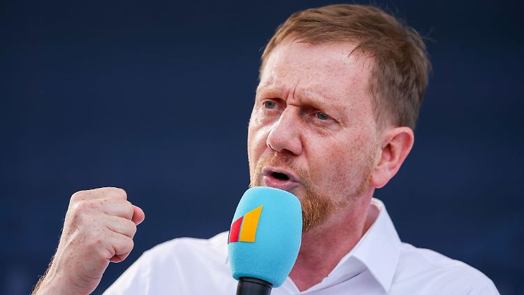 Michael Kretschmer zeigte sich beim Wahlkampfauftakt entschlossen.
