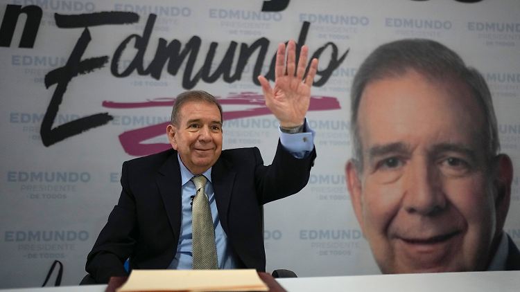 Liegt in Umfragen vorn: Edmundo González Urrutia vom Oppositionsbündnis Plataforma Unitaria Democrática.