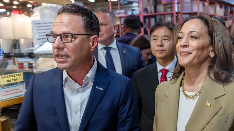 Josh Shapiro und Kamala Harris, hier Mitte Juli in Philadelphia.