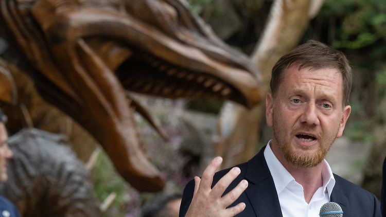 Kretschmer im Landtagswahlkampf. Seine CDU liegt in Umfragen in etwa gleichauf mit der AfD. 