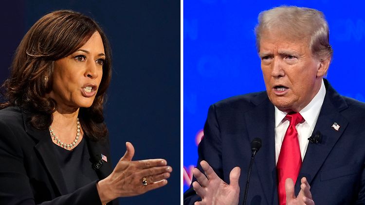 Sind sich nicht einig, wie das Fernsehduell ablaufen soll: Harris und Trump.