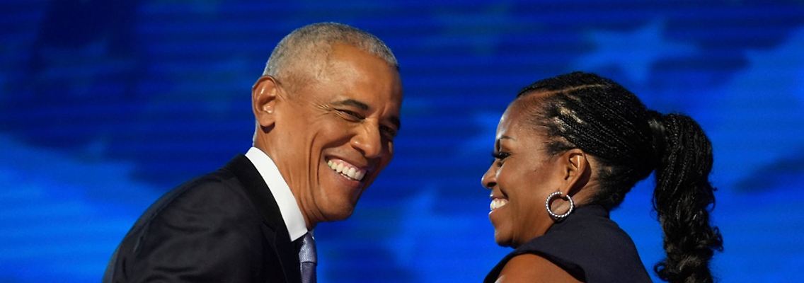 Ex-Präsident und ehemalige First Lady: Barack und Michelle Obama preisen Kamala Harris als Kämpferin an.
