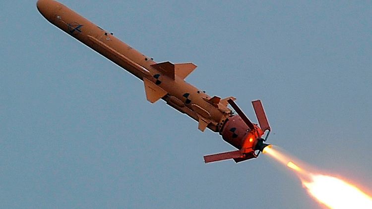 Eine ukrainische "Neptun"-Rakete bei einem Testflug.