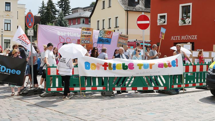 Demo gegen eine AfD-Veranstaltung in Neumarkt Schleiz Anfang August.
