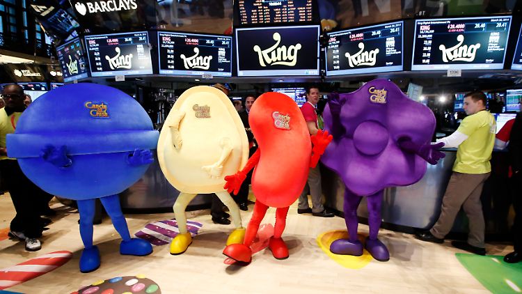 Candy Crush an der Börse. King Digital Entertainment, das Unternehmen hinter dem Handyspiele-Klassiker wurde später von Activision geschluckt, das wiederum von Microsoft gekauft wurde. 