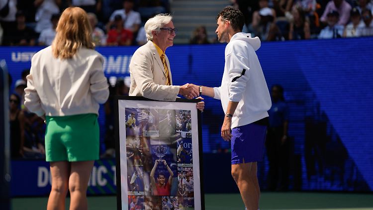Zum Abschluss seiner US-Open-Karriere gab es für Thiem noch einmal eine Collage seiner Greatest Hits.