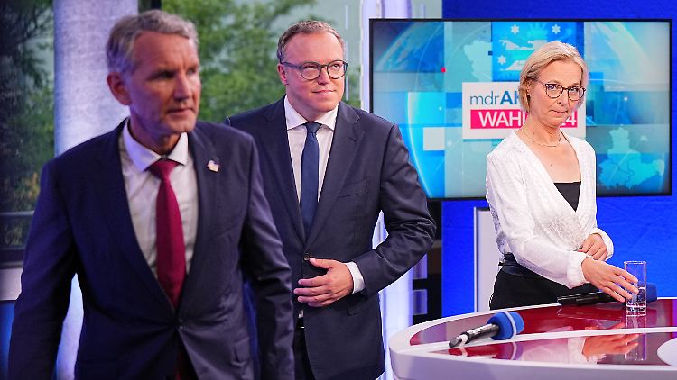 Wahlsieger Björn Höcke und Zweitplatzierter Mario Voigt: Thüringen steht vor einer komplizierten Regierungsbildung. 