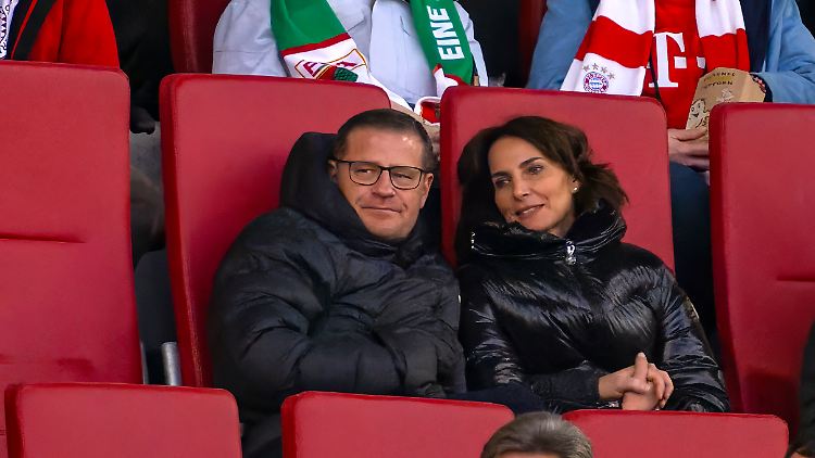 Max Eberl und Natascha Fruscella Anfang des Jahres bei einem Spiel des FC Bayern. 
