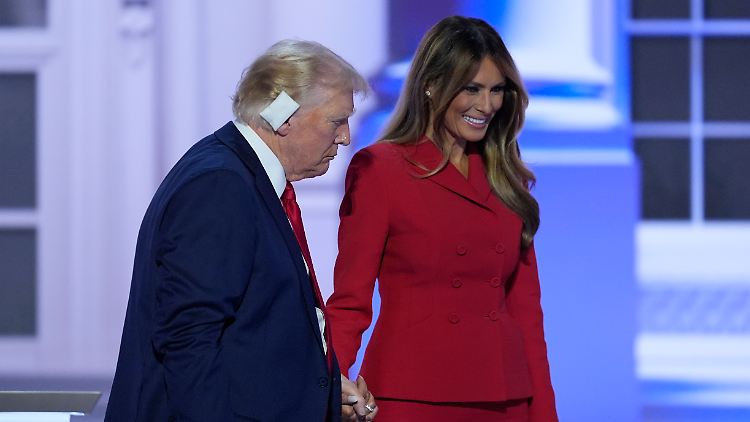 "Eine furchtbare, erschütternde Erfahrung": Melania Trump beim Parteitag der Republikaner im Juli, kurz nach den Schüssen auf Donald Trump. 