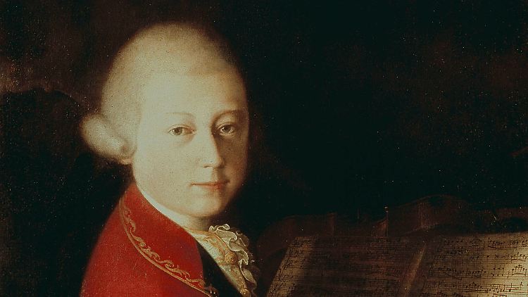 Das Gemälde zeigt Wolfang Amadeus Mozart im Alter von 14 Jahren. 