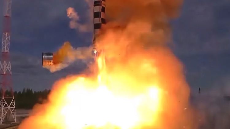 Der Test einer russischen Interkontinental-Rakete vom Typ RS-28, durchgeführt im Jahr 2018. Drei Tests der Russen gingen in den vergangenen Monaten schief. 