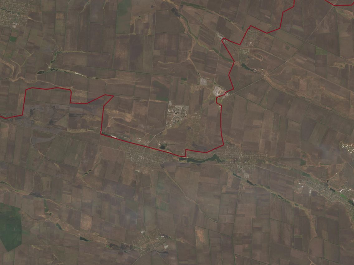 Der Frontverlauf bei Wuhledar, Stand 23. September: Das unterlegte Satellitenbild zeigt das Terrain rund um die umkämpfte Stadt.