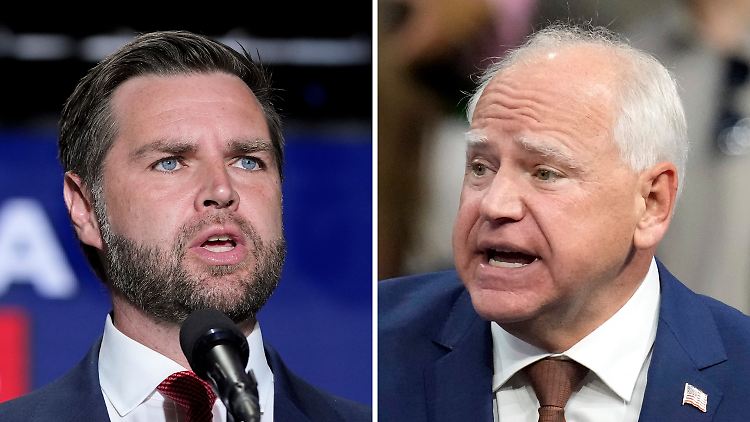 Sie kämpfen um dieselbe Wählerschaft, wenn auch mit verschiedenen Mitteln: Walz (r) und Vance