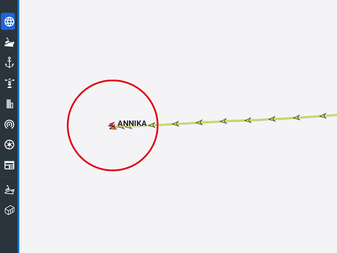 Die Route des Tankers "Annika" von Rostock bis zur Unglücksstelle laut MarineTraffic, Stand: 11.30 Uhr.
