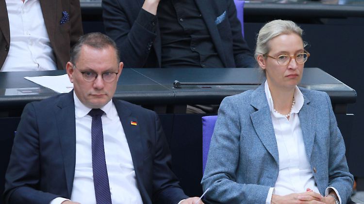Wollen sich nicht(s) verbieten lassen: Die AfD-Fraktionsvorsitzenden Tino Chrupalla und Alice Weidel.