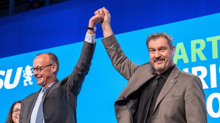 Merz und Söder demonstrieren Einigkeit.