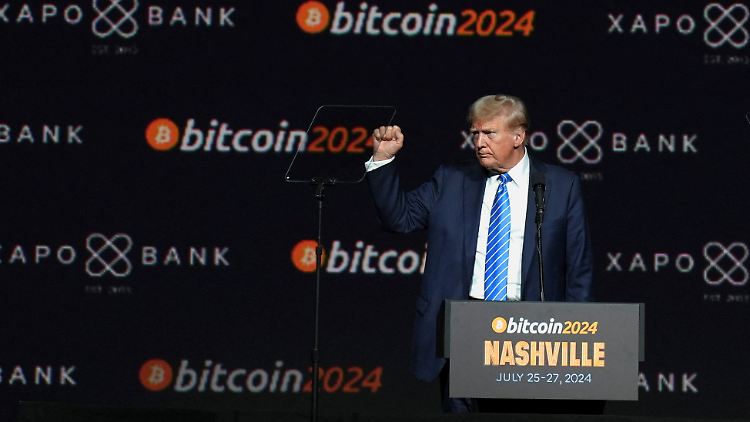 Auch auf einer Kryptowährungskonferenz in Tennessee warb Trump in diesem Wahlkampf bereits für sich.
