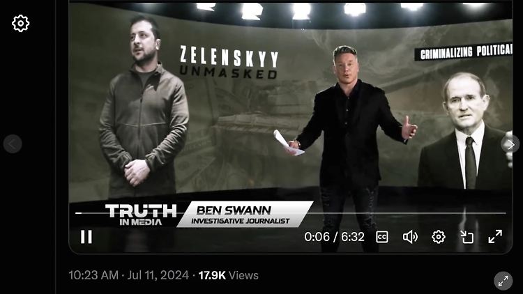 Swann präsentierte seine Serie über Selenskyj im Juli auf seinem X-Account.