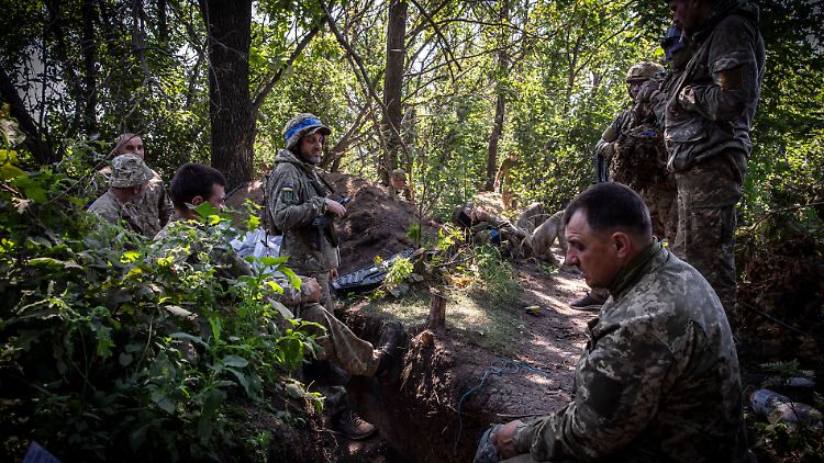 Angehörige der 36. Marinebrigade im Sommer 2022 in der Region Saporischschja.