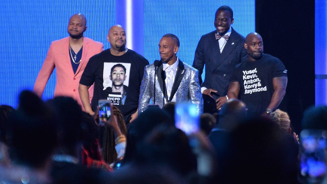 Kevin Richardson, Raymond Santana Jr., Korey Wise, Yusef Salaam, and Antron McCray (L-R) aka the "Central Park Five".