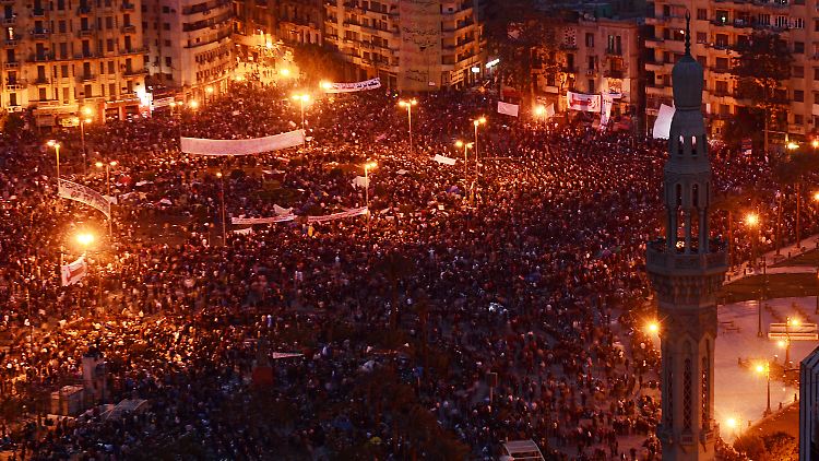 Der elfte Tag der Proteste: Demonstranten in Kairo auf dem Tahrir-Platz.