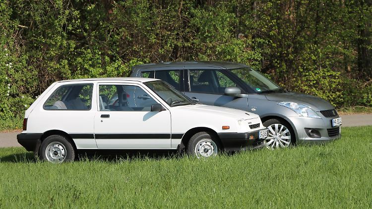 Länger, breiter, höher: Der Suzuki Swift wuchs in allen Dimensionen, wie der Vergleich zwischen Generation 1 und 4 zeigt.