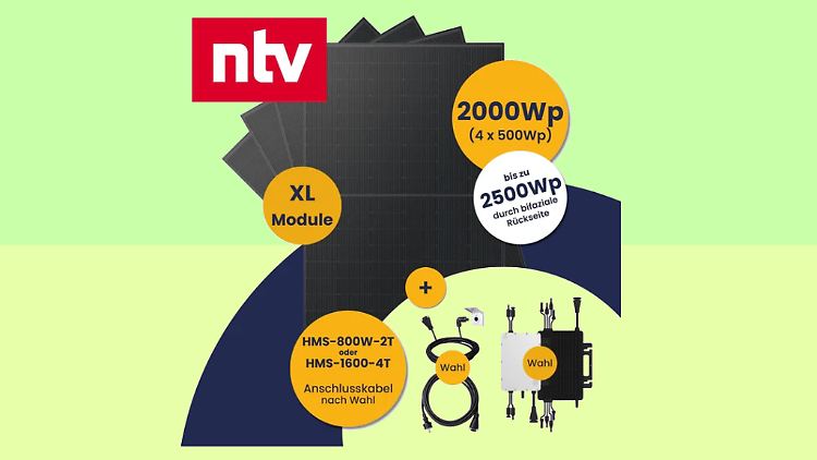 Dieses Balkonkraftwerk mit vier Solarmodulen gibt es aktuell zum ntv.de-Vorzugspreis.