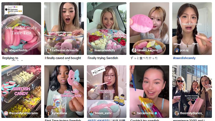 Hype um Süßes: Influencer filmen sich dabei, wie sie die Naschereien aus Schweden kosten.
