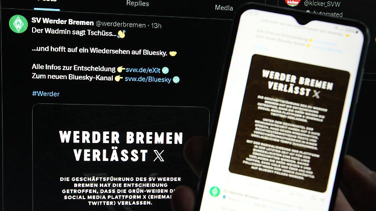 Unter anderem der Fußballverein Werder Bremen verließ die Plattform X und wechselte zu dem Startup Bluesky.