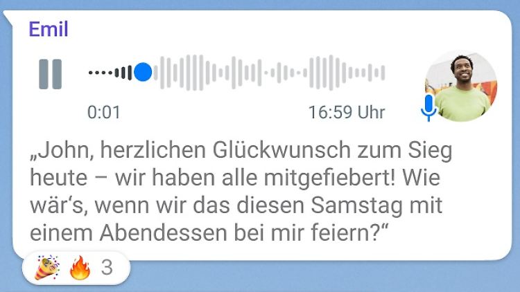 Bei WhatsApp wird eine Sprachnachricht bald in Text umgewandelt.