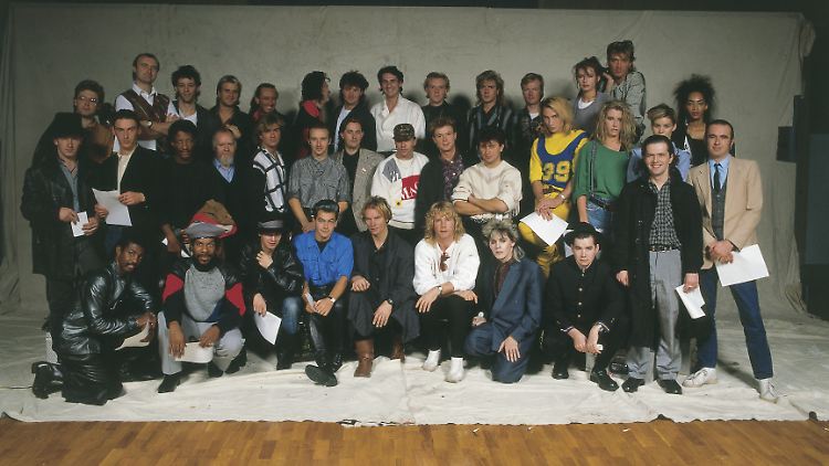 Klassenfoto aus dem Jahr 1984: die Originalbesetzung von Band Aid.