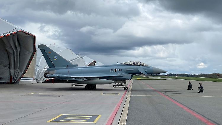 Deutscher Eurofighter auf der lettischen Luftwaffenbasis Lielvarde.
